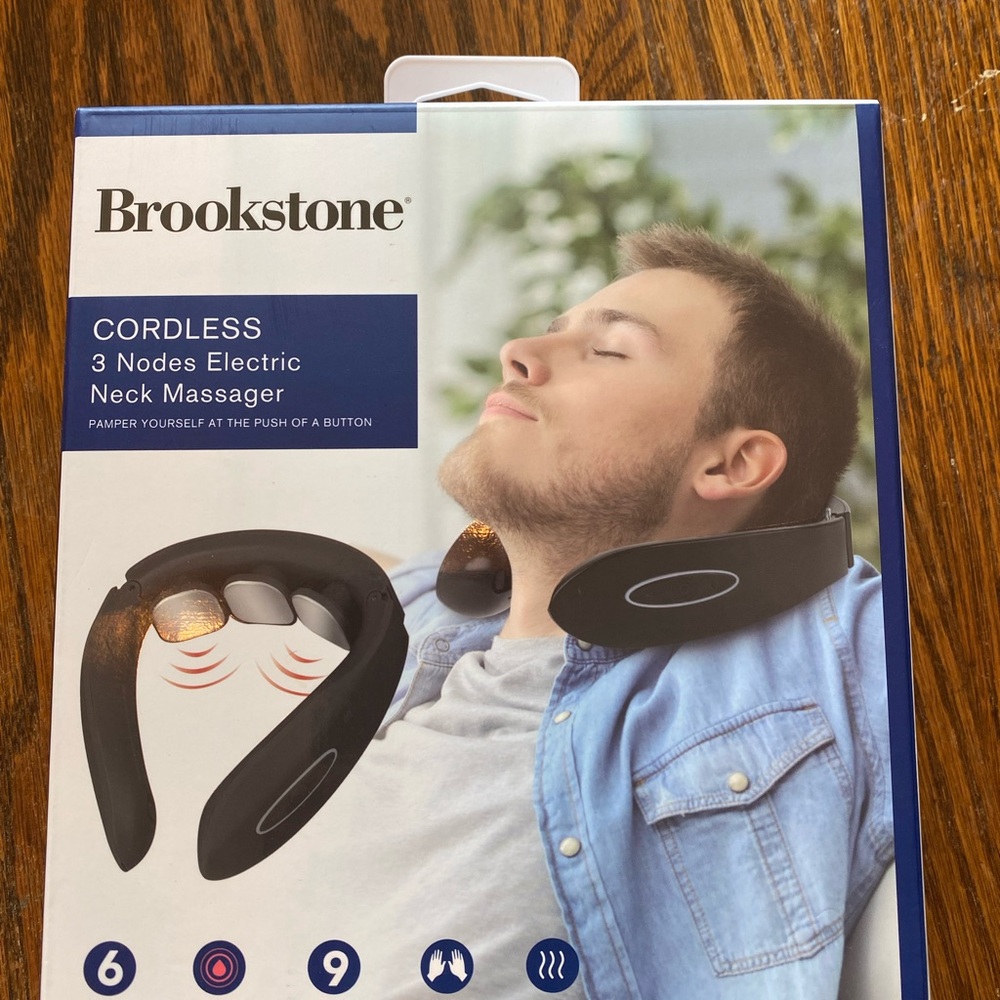 Brookstone Cordless Electric Neck Massager - Black and Silver